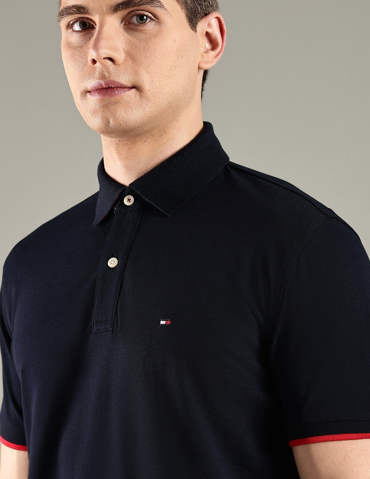 Tommy Hilfiger Solid Regular Fit Cotton Polo T-Shirt