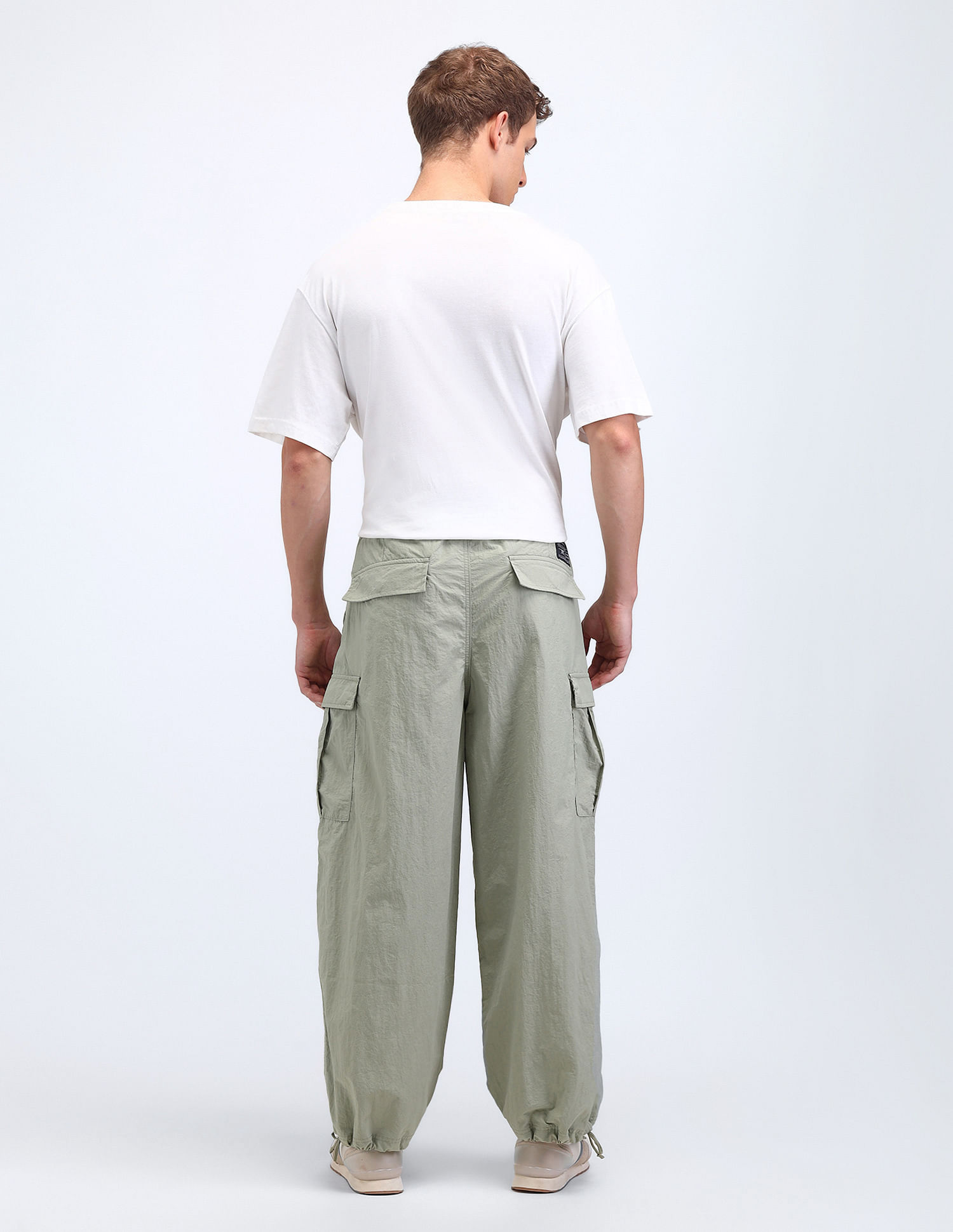 Flying Machine Loose Fit Solid Cargo Trousers