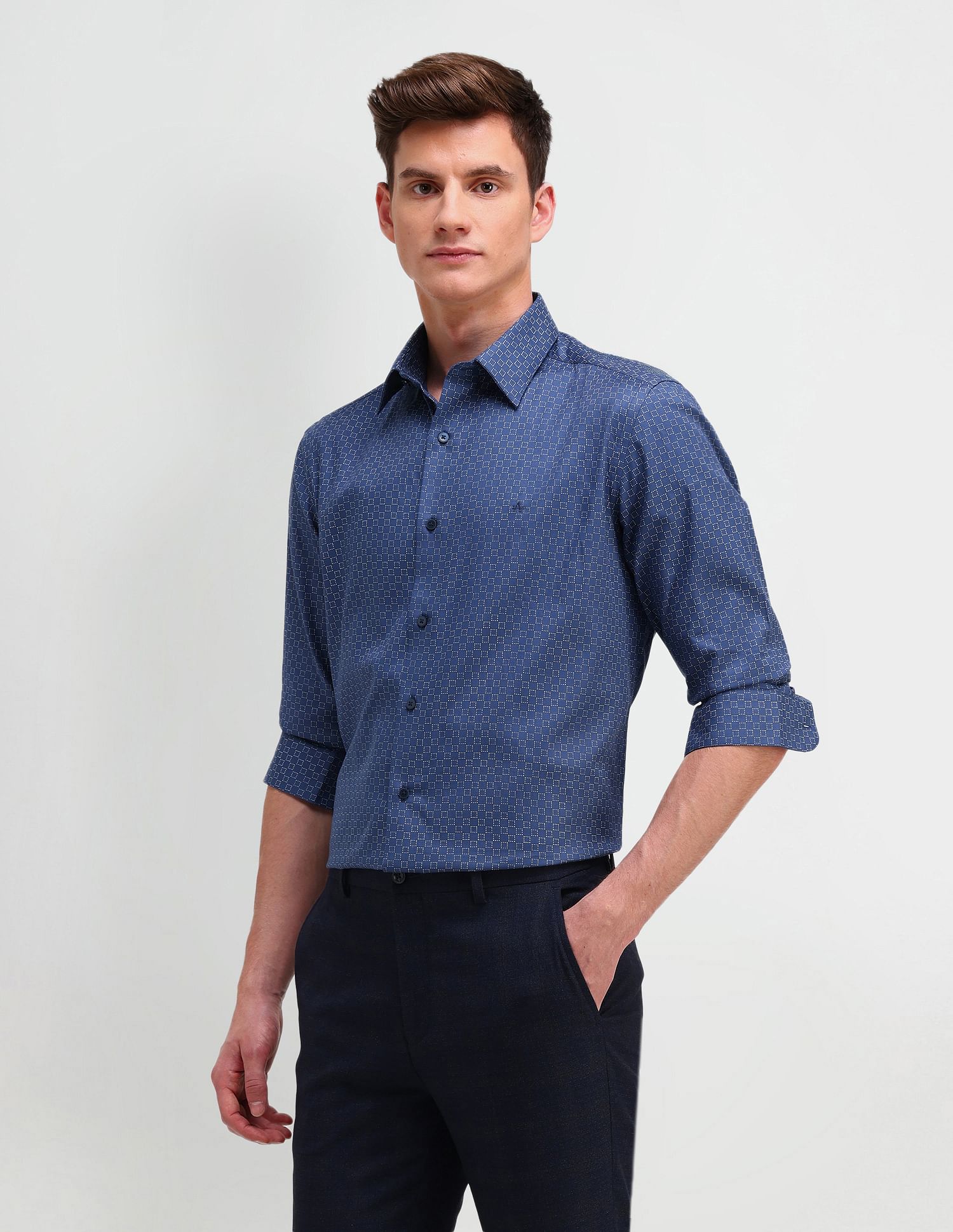 Arrow Newyork Slim Fit Geometric Pattern Shirt