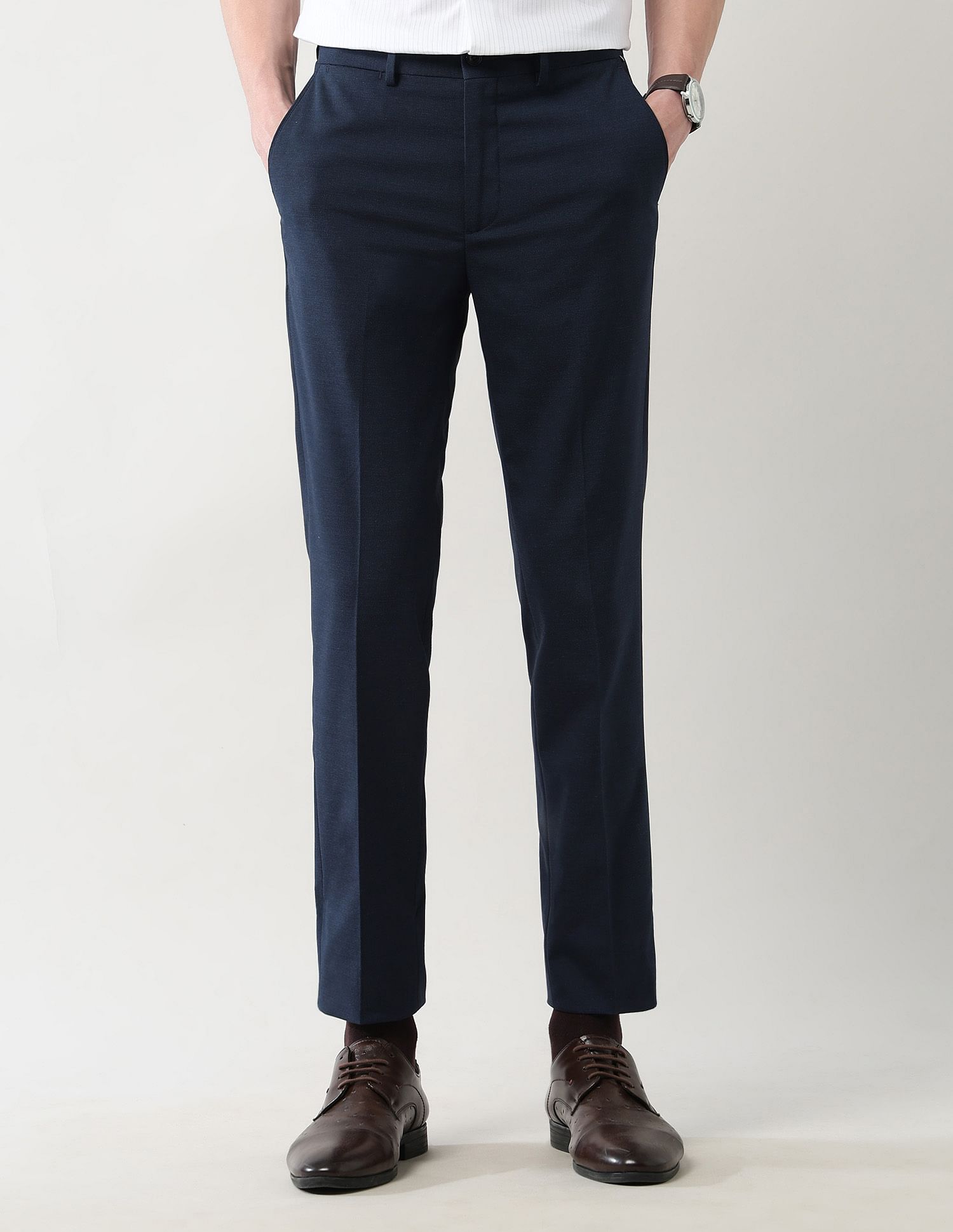 Arrow Newyork Mid Rise Slim Fit Autoflex Trousers
