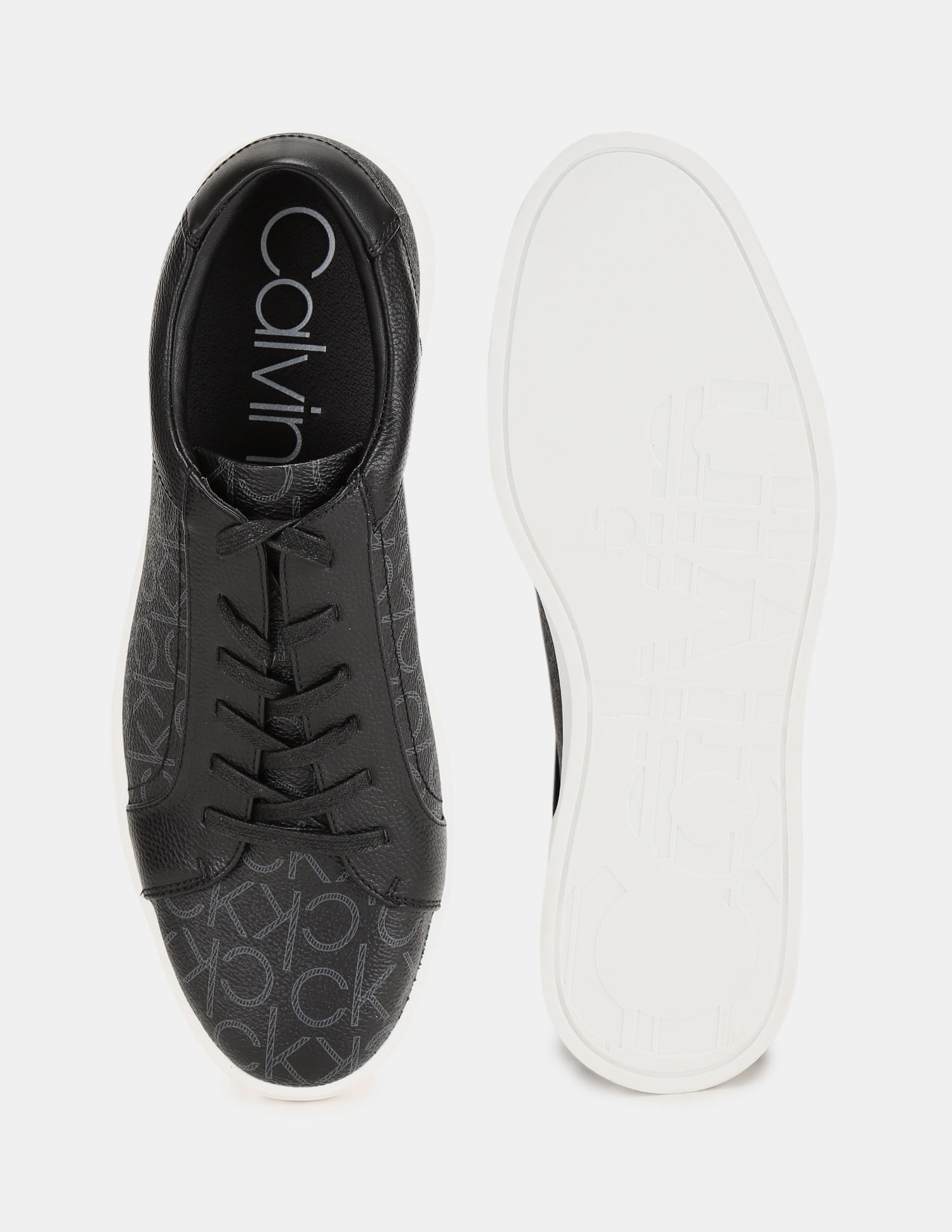 【極美品】✨  23cm スニーカー 黒 CKロゴ 36 Buy Calvin Klein Men Black Allover Monogram Textured