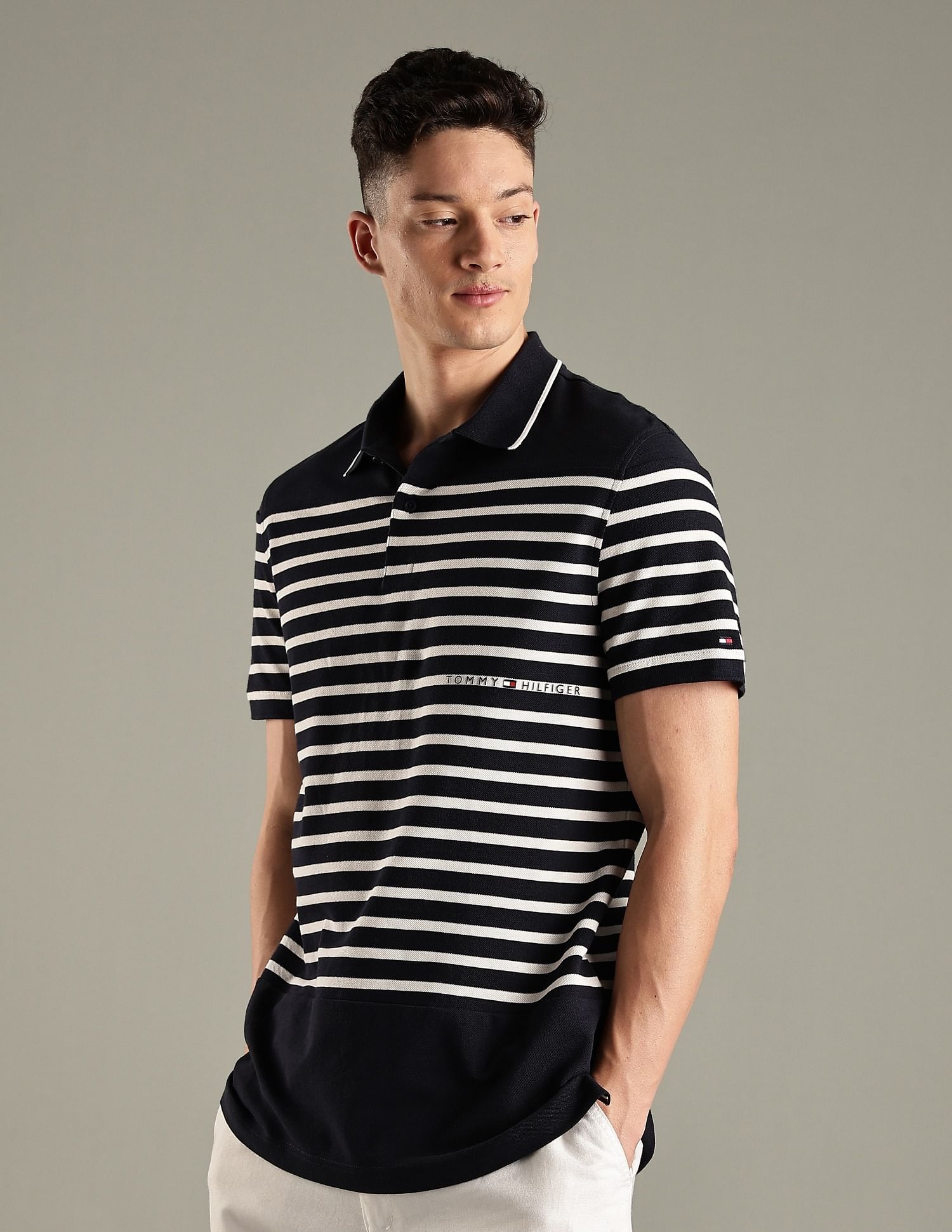Tommy Hilfiger Striped Regular-Fit Cotton Polo Shirt