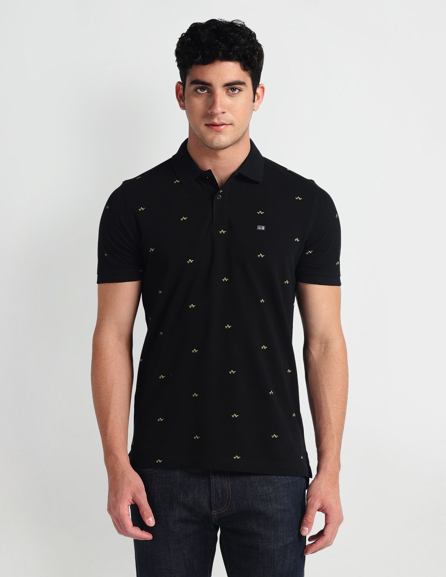 Arrow Sports All Over Logo Cotton Polo Shirt