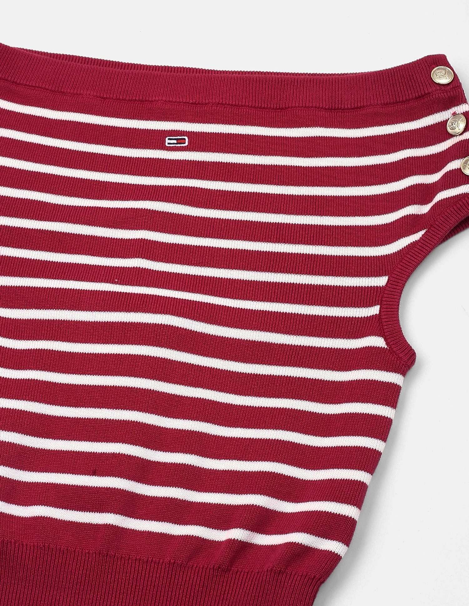 Tommy Hilfiger Slim-Fit Cotton Boat Neck Crop Top