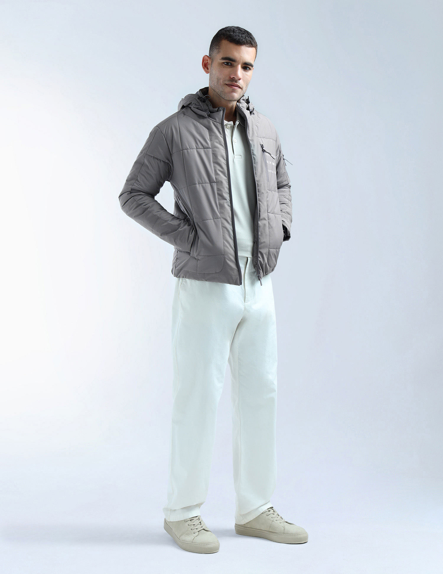 Flying Machine Solid Regular Fit Puffer Jacket