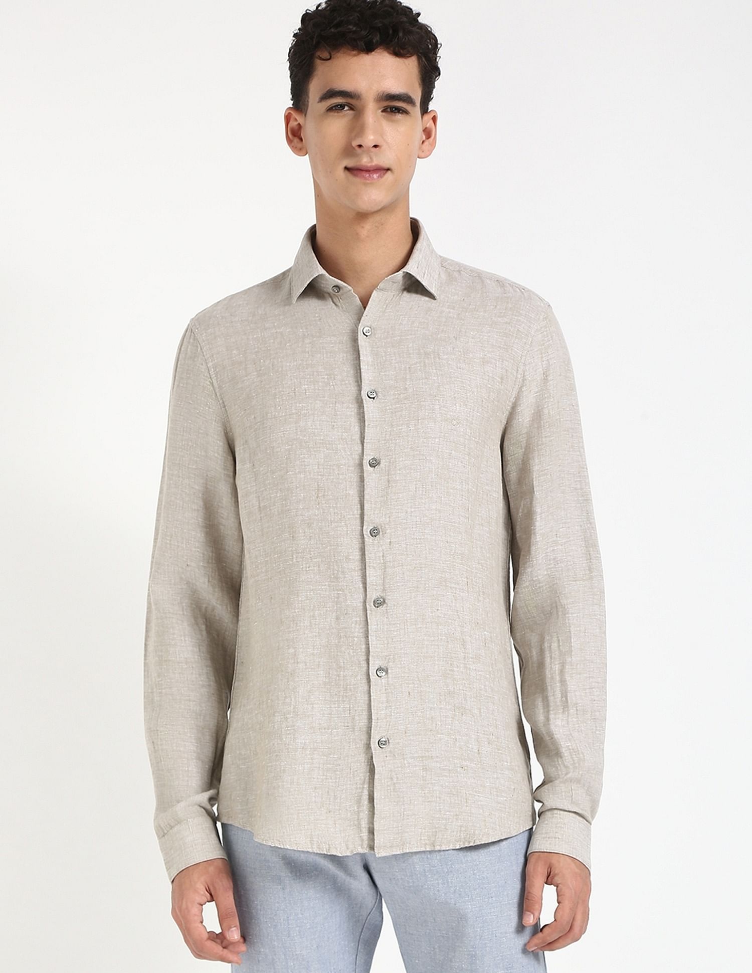Calvin Klein Jeans Solid Slim-Fit Cotton Shirt