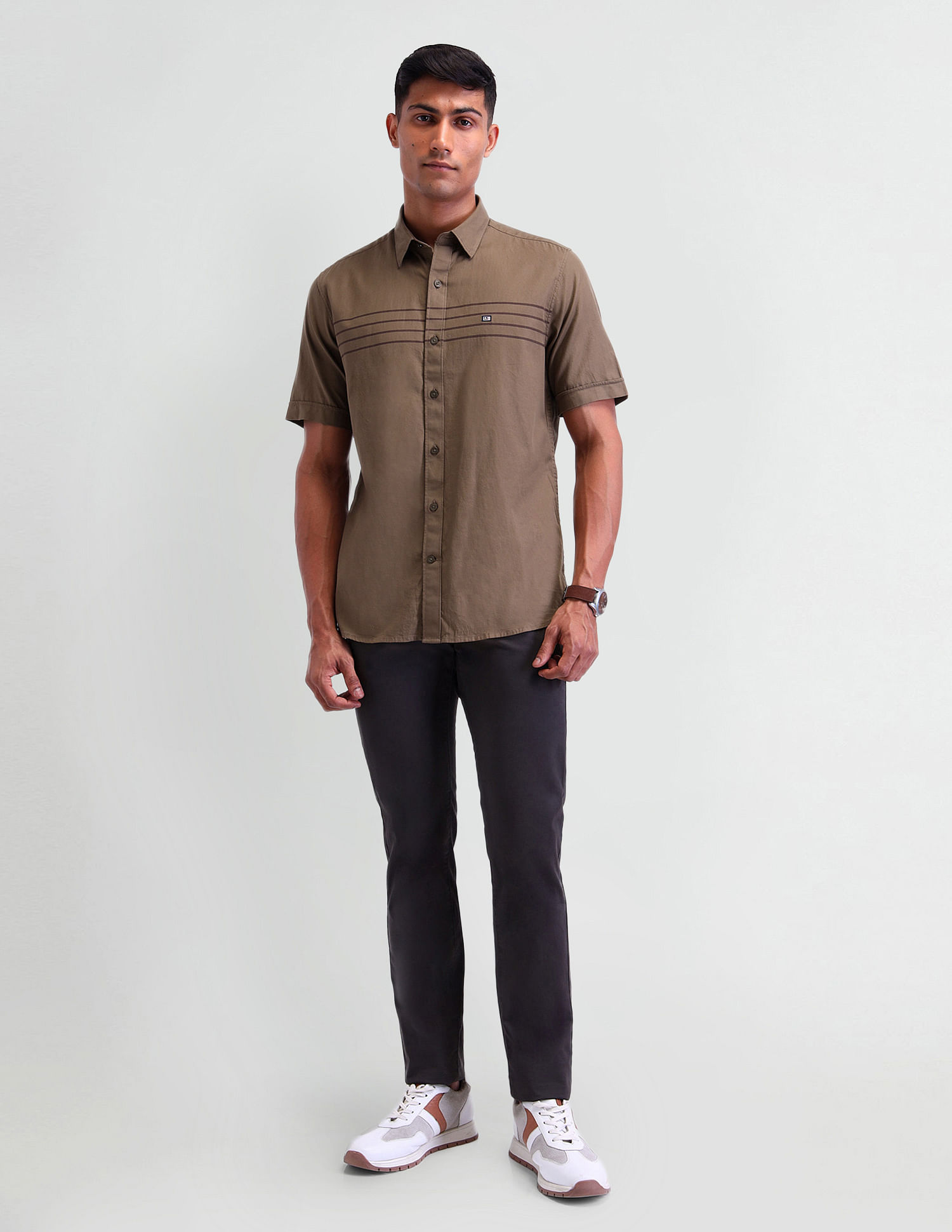 Arrow Sport Horizontal Striped Slim Fit Shirt
