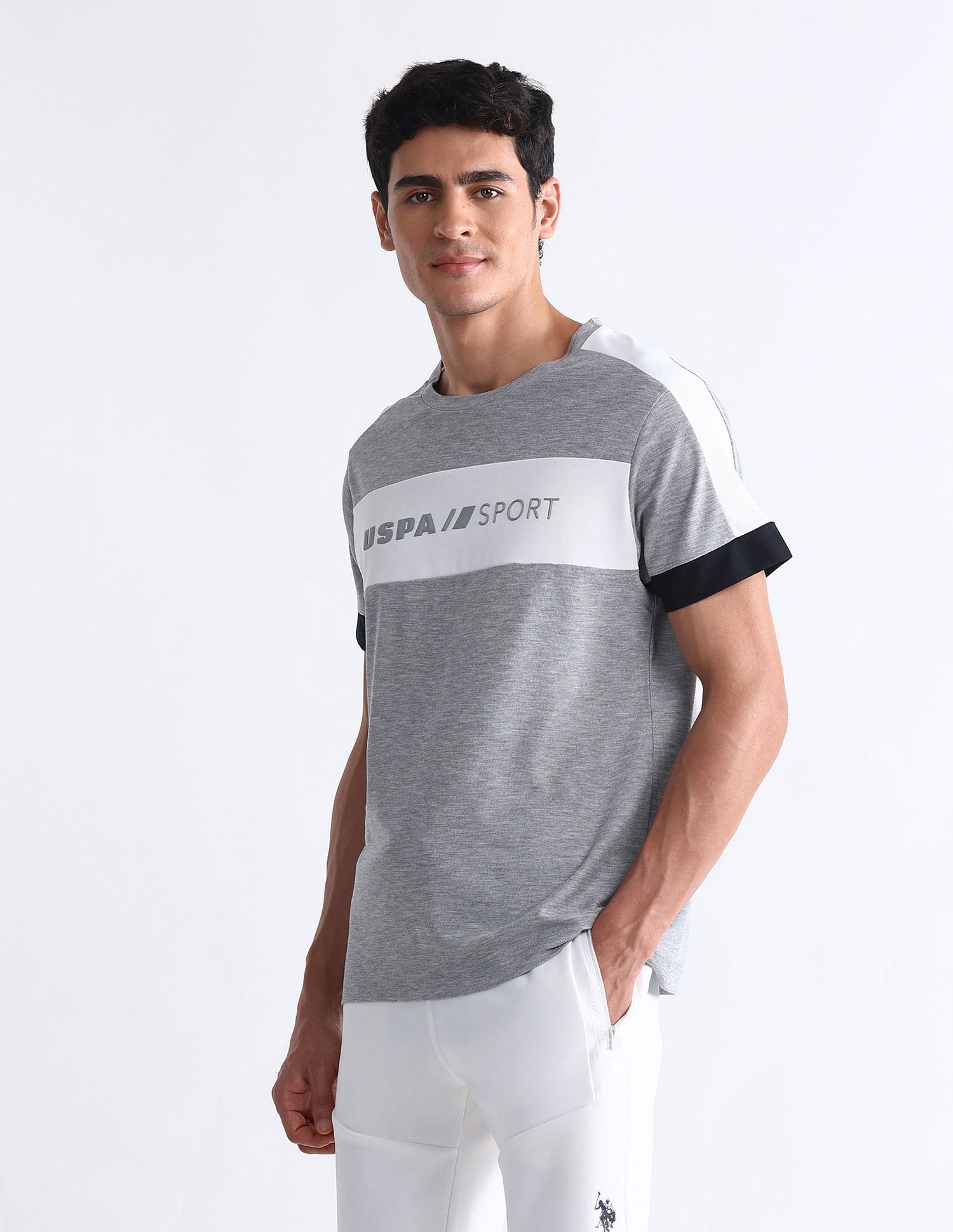 USPA Active Brand Embossed Slim Fit T-Shirt