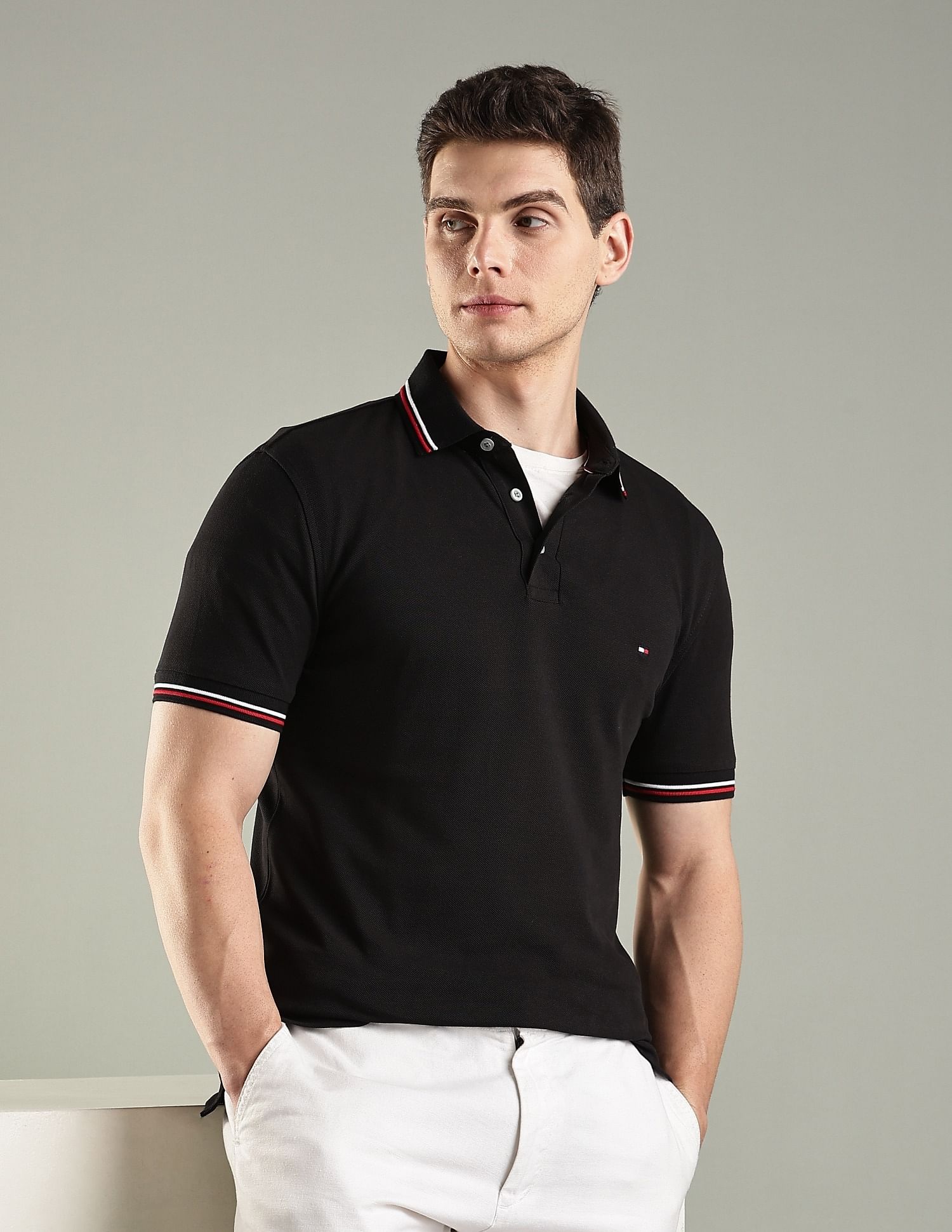 Tommy Hilfiger Solid Slim-Fit Cotton Polo T-Shirt
