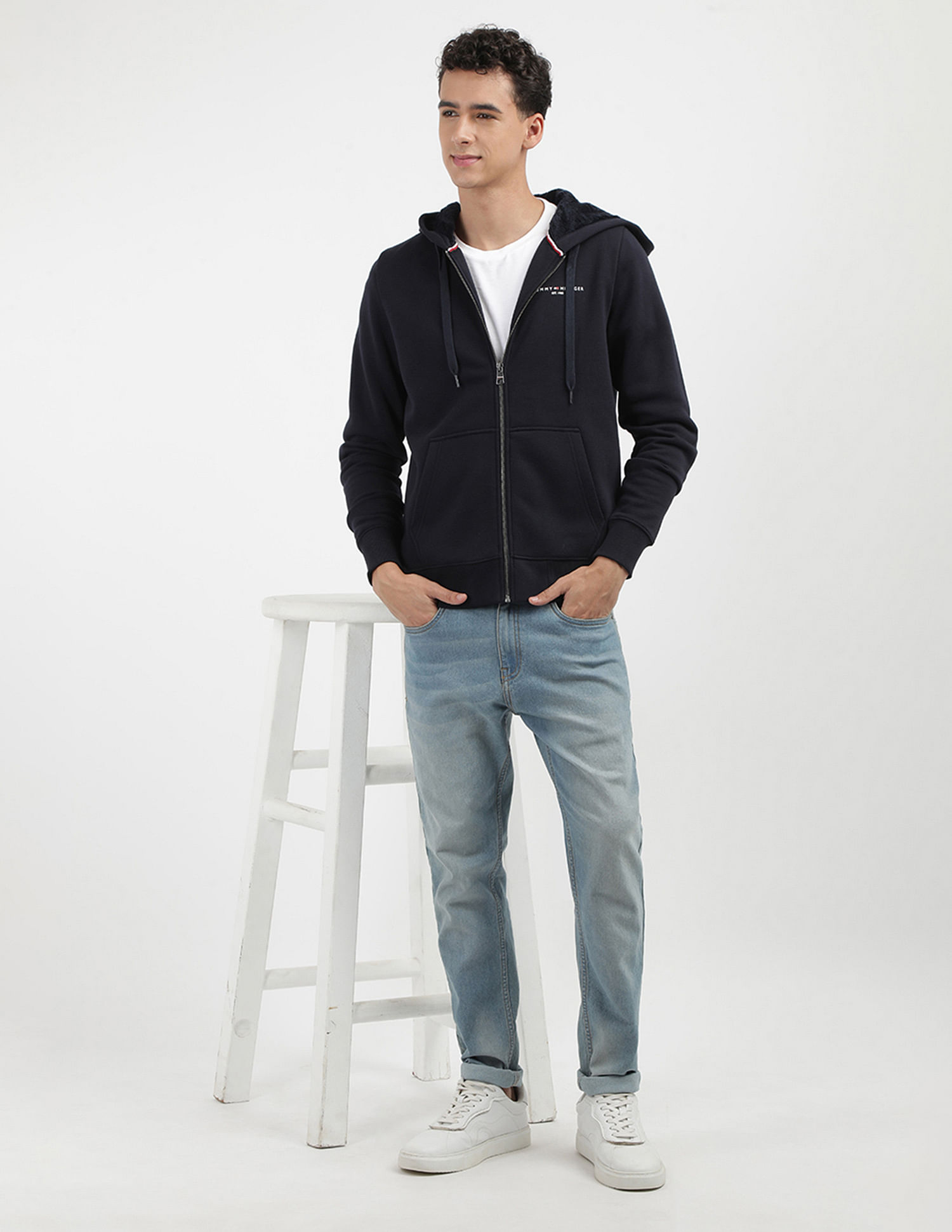 Tommy Hilfiger Solid Logo Hood Sweatshirt
