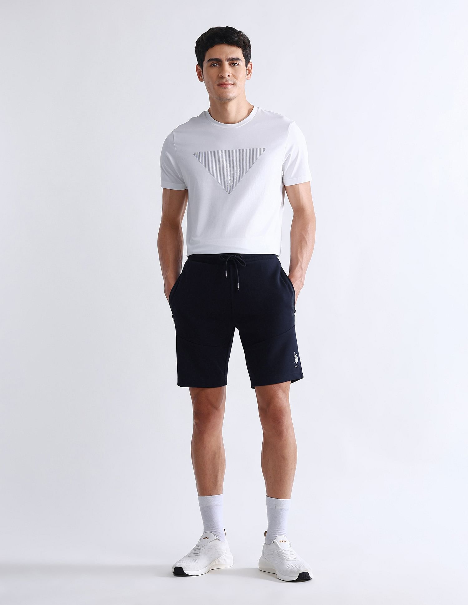 USPA Active Solid Slim Fit Active Shorts