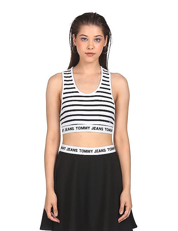 Buy Tommy Hilfiger Women White And Black Logo Waistband