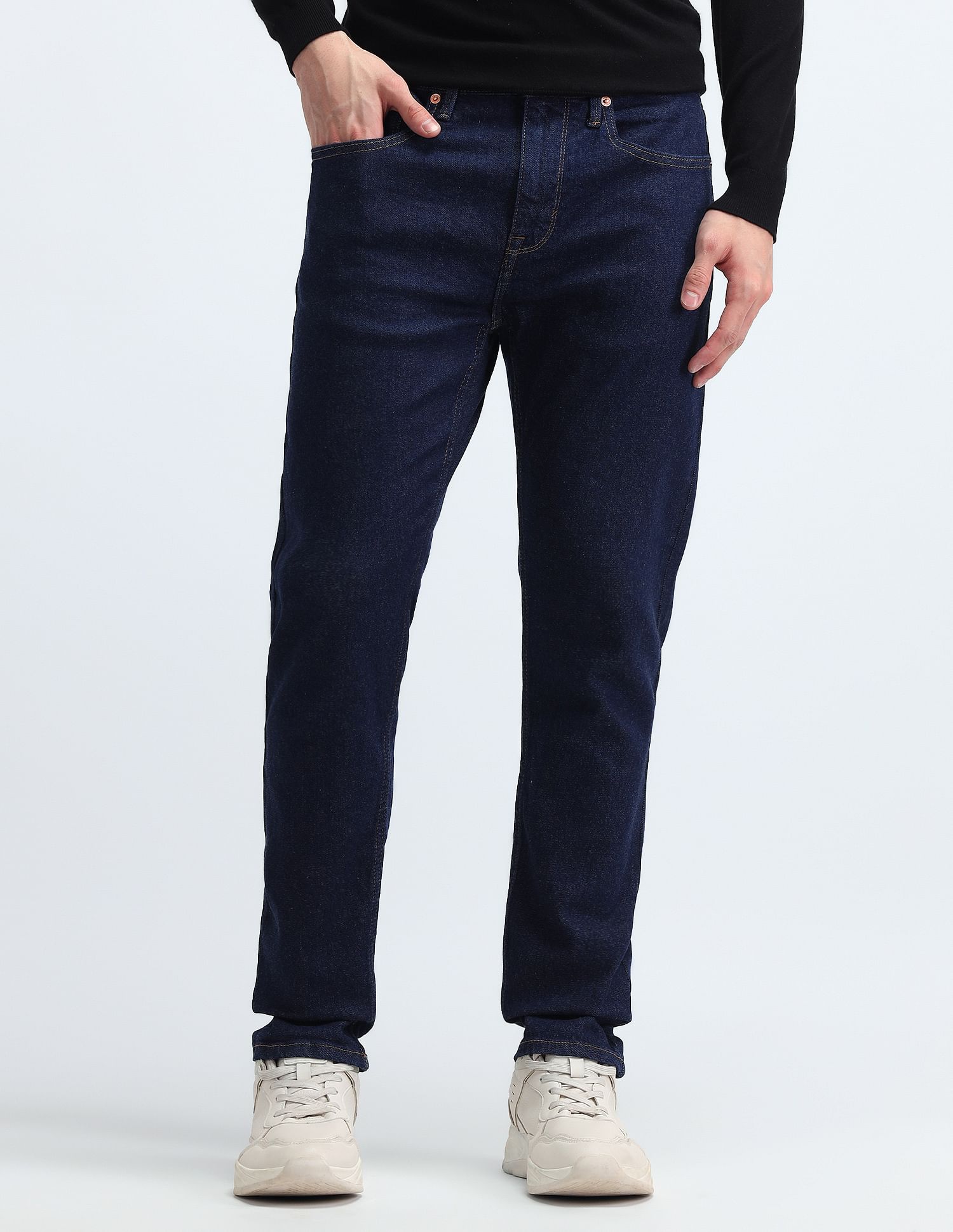 Flying Machine Slash Slim Tapered Fit Jeans