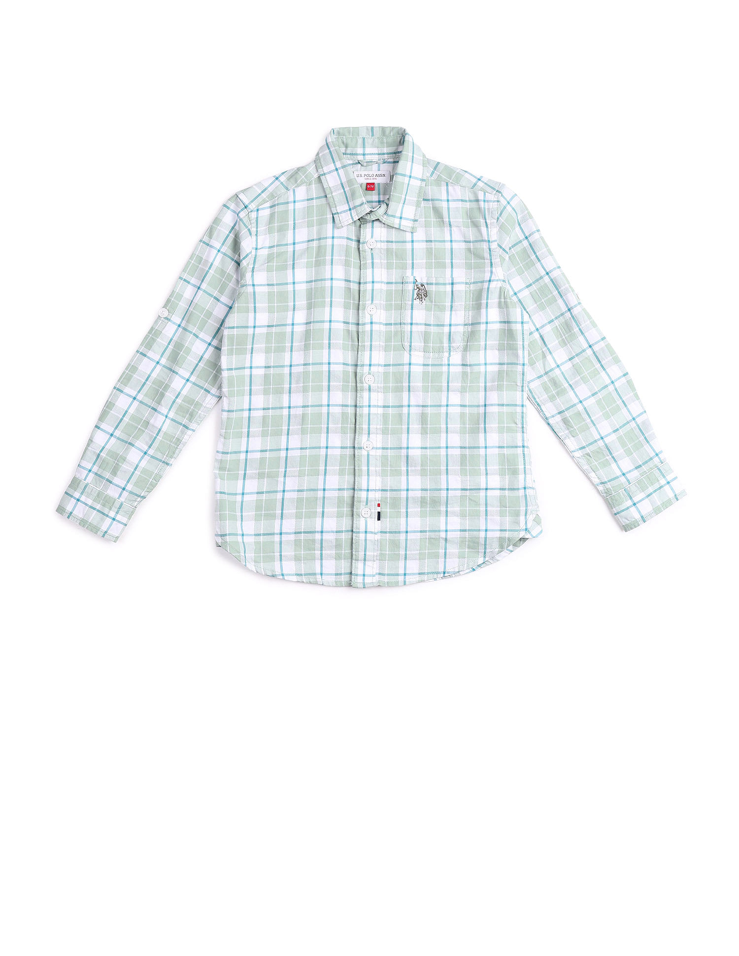U.S. Polo Assn. Kids Boys Plaid Checked Regular Fit Shirt