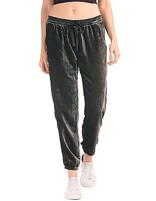 grey velvet joggers