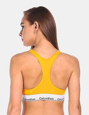 Calvin Klein CK One Pride Mesh unlined double layer bralette in yellow and  blue colour block