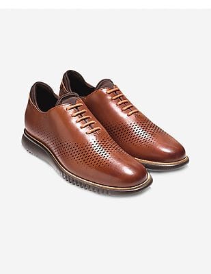 Buy Cole Haan Men Tan Lined Laser Wingtip Oxford Shoes