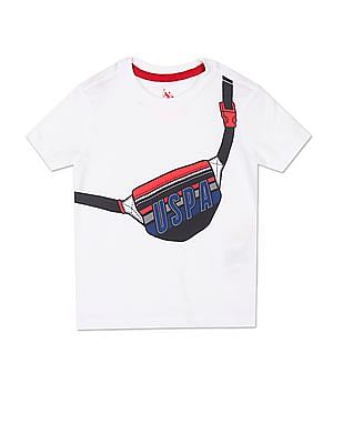 U S Polo Assn Kids Boys White Crew Neck Graphic Print T Shirt