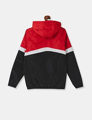 red white and black jacket