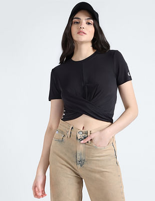 Calvin Klein Twisted Solid Crop T-Shirt