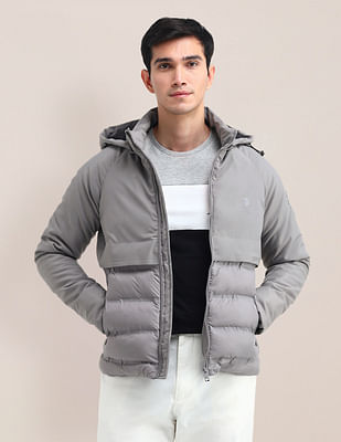 U S Polo Assn Solid Hooded Puffer Jacket