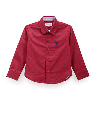 U S Polo Assn Kids Boys Graphic Print Cotton Shirt