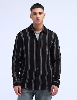Buy Flying Machine Vertical Striped Cotton Shirt - NNNOW.com