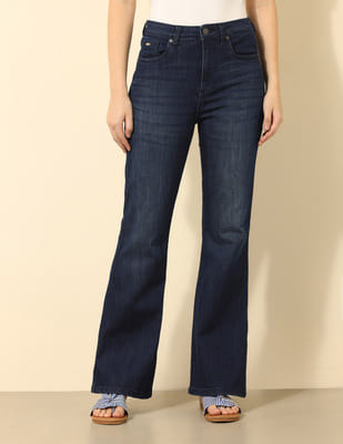 Buy Polo Women High Rise Flared Fit Jeans