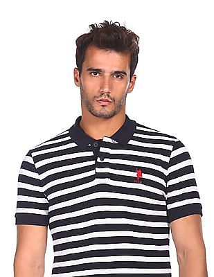 U S Polo Assn Men Navy Short Sleeve Striped Polo Shirt