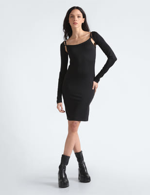 little black dresses for women Rihoas A Line Boat Neck Mini Dress Sleeveless for Cocktail Party, Summer Events, Date Night, Black / S