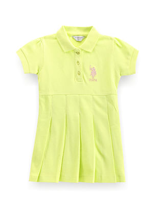 U S Polo Assn Kids Girls Solid Cotton Polo Dress