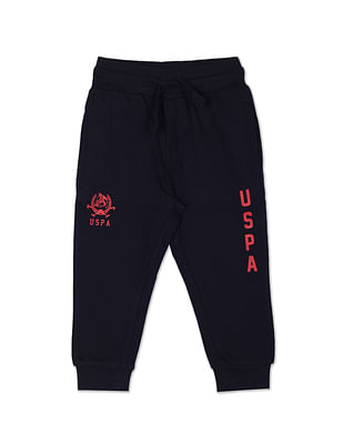 U S Polo Assn Kids Boys Navy Drawstring Waist Solid Joggers