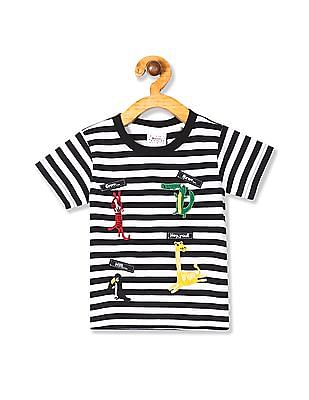 boys black and white striped t shirt