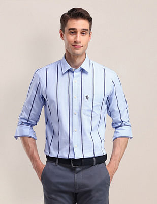 U S Polo Assn Tailored Fit Cotton Striped Shirt