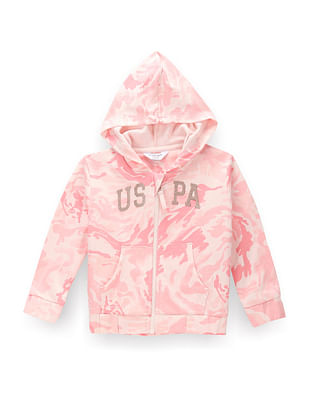 U S Polo Assn Kids Girls Hooded Cotton Sweatshirt