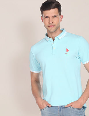 U S Polo Assn Iconic Striped Collar Polo Shirt