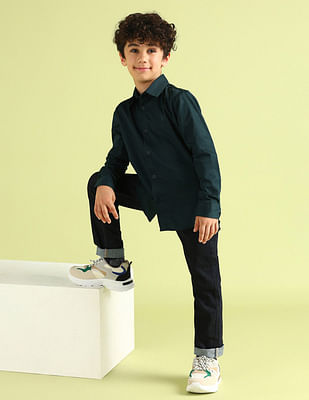 U S Polo Assn Kids Boys Regular Fit Dobby Solid Shirt