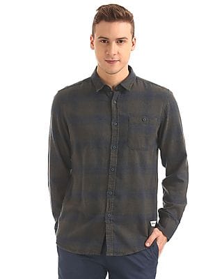 flying machine checked slim fit shirt