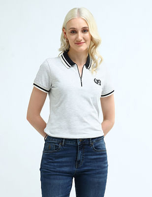 U S Polo Assn Women Regular Fit Solid Polo Shirt