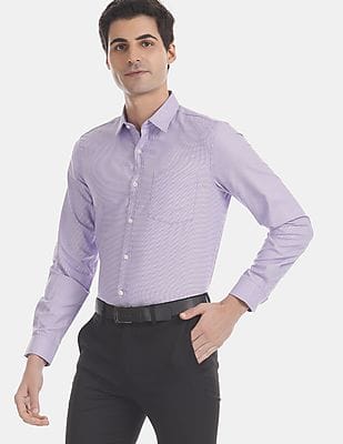 Buy Excalibur Purple Slim Fit Cotton 