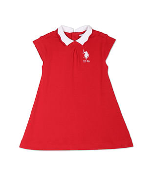 U S Polo Assn Kids Cap Sleeve Solid Polo Dress