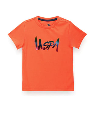 U S Polo Assn Kids Boys Brand Print Cotton T-Shirt