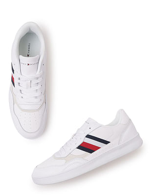 NEW! Tommy Hilfiger Women's Lightz Sneakers White Lace Shoes LOGO Stripe 10