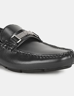 Buy Calvin Klein Men Black Karns Embossed Leather Loafers  display picture 2