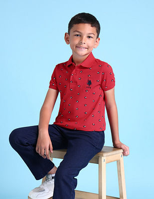 U S Polo Assn Kids Boys Geometric Polo Shirt