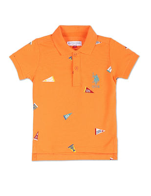 U S Polo Assn Kids Brand Print Cotton Polo Shirt