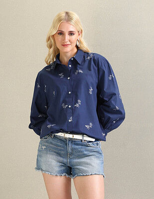 U S Polo Assn Women Pure Cotton Floral Shirt