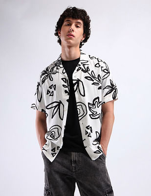 Flying Machine All-Over Print Cuban Collar Shirt