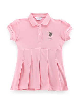 U S Polo Assn Kids Girls Solid Cotton Dress