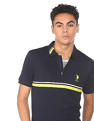 U S Polo Assn Pique Striped Polo Shirt